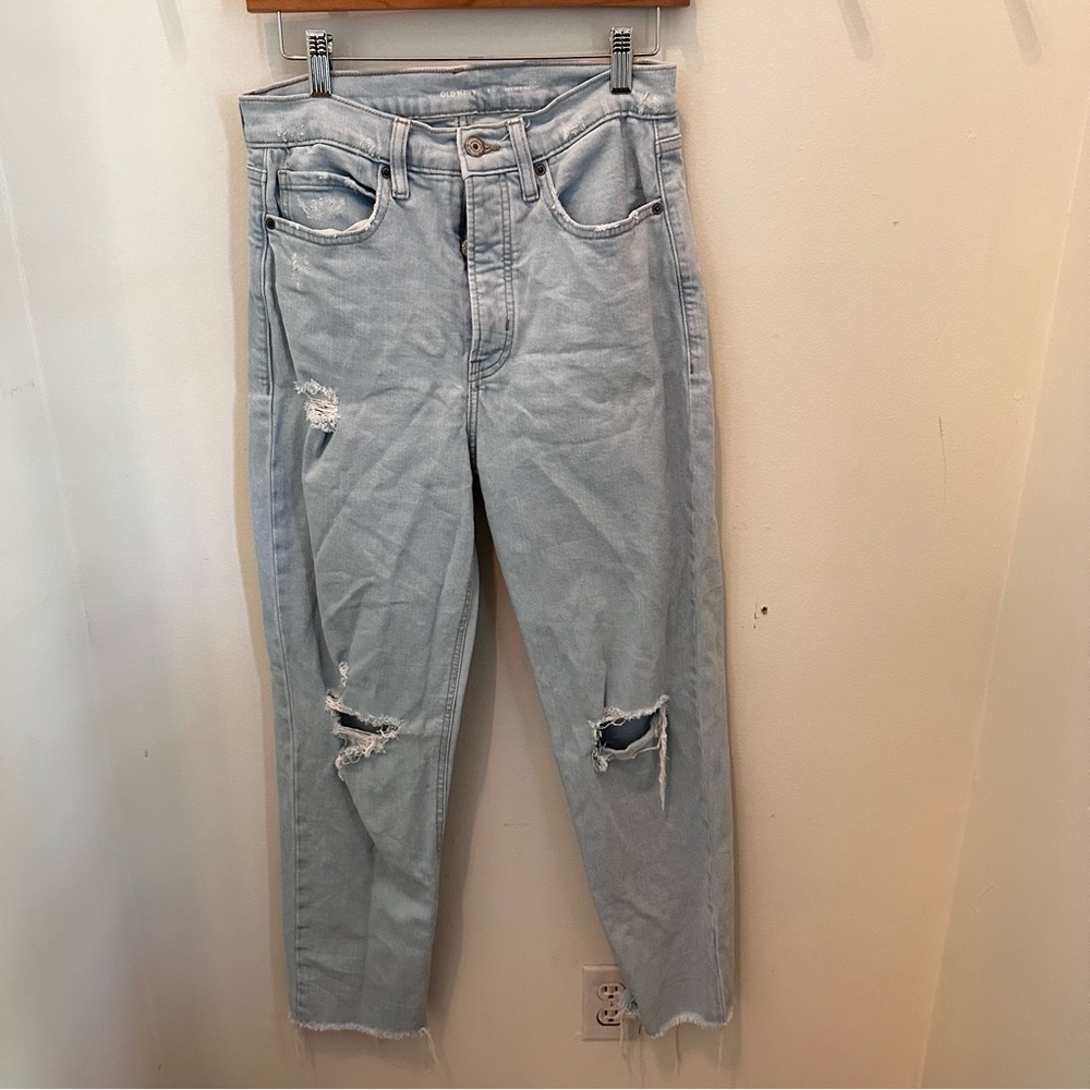 Old navy sky-hi straight Light Blue Distressed Jeans